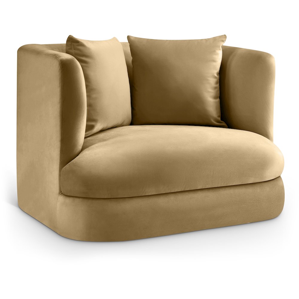 Alder Camel Velvet Chair. Picture 1