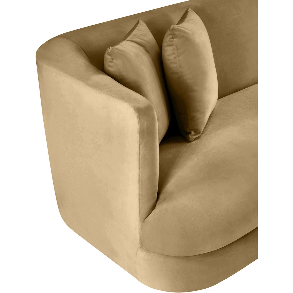 Alder Camel Velvet Loveseat. Picture 9