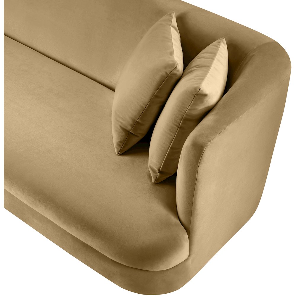 Alder Camel Velvet Loveseat. Picture 10