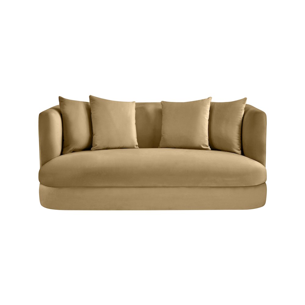 Alder Camel Velvet Loveseat. Picture 2