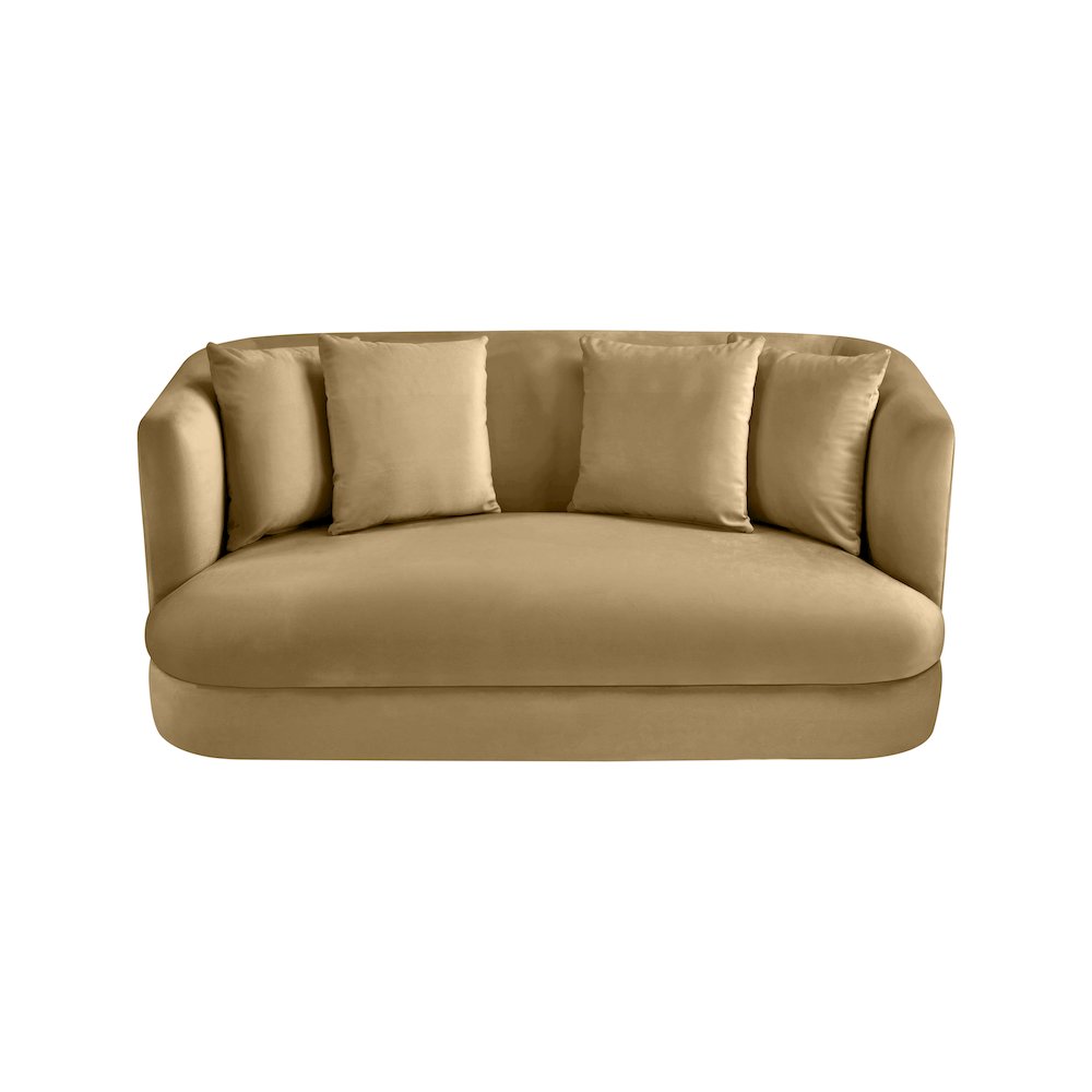 Alder Camel Velvet Loveseat. Picture 3