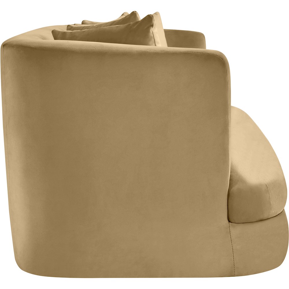Alder Camel Velvet Loveseat. Picture 6
