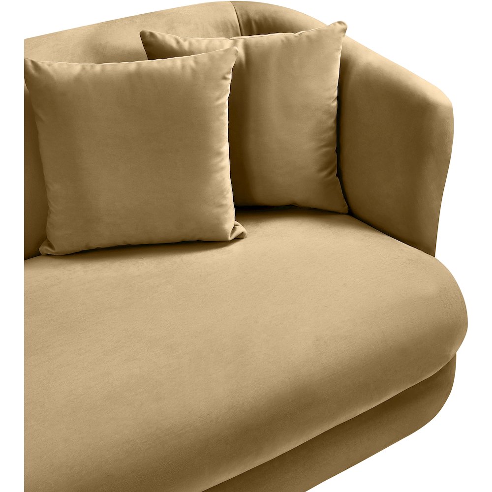 Alder Camel Velvet Loveseat. Picture 8