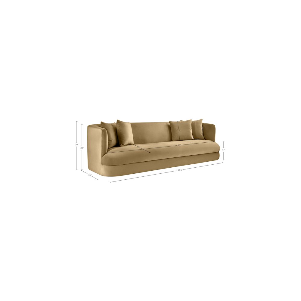 Alder Camel Velvet Sofa. Picture 15