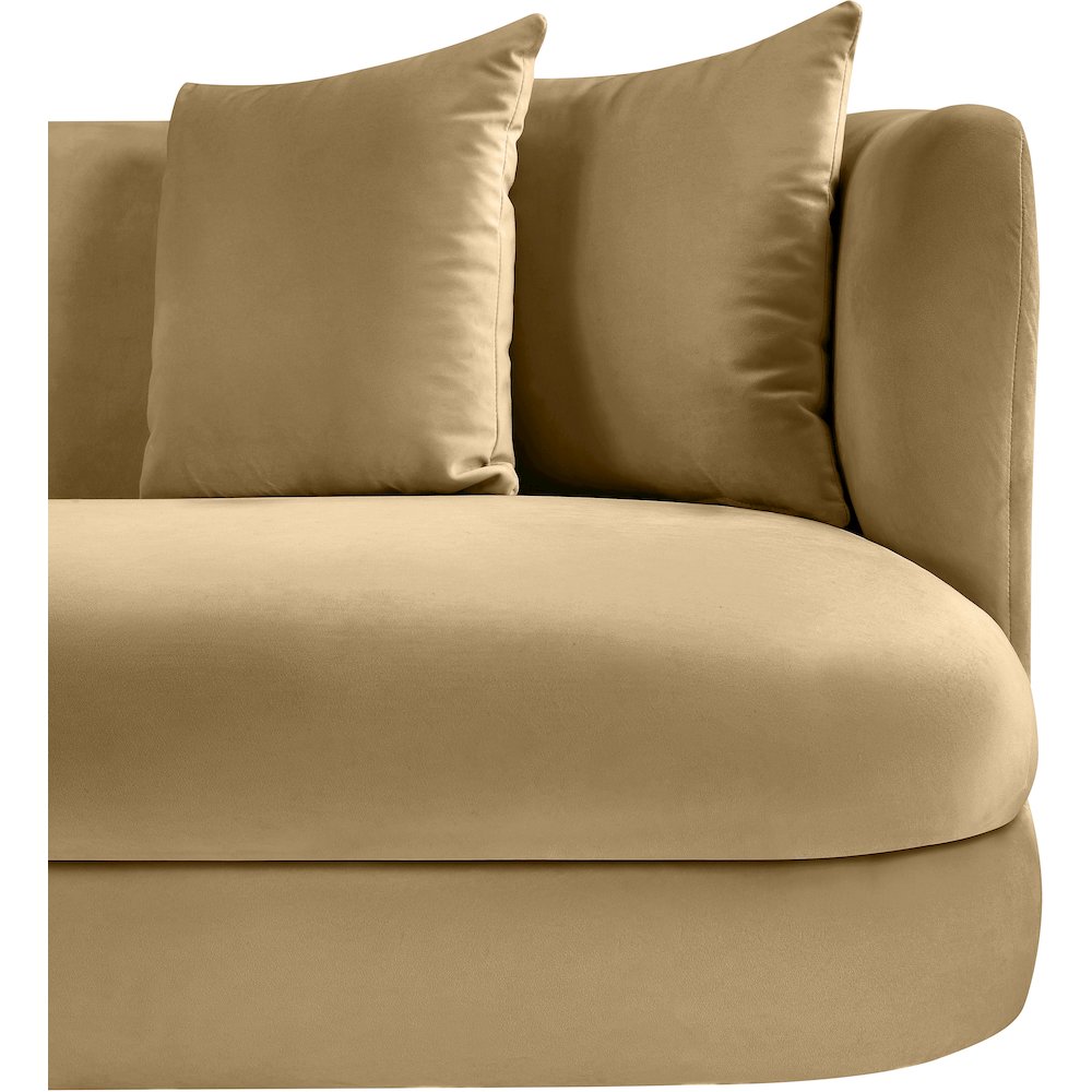 Alder Camel Velvet Sofa. Picture 7