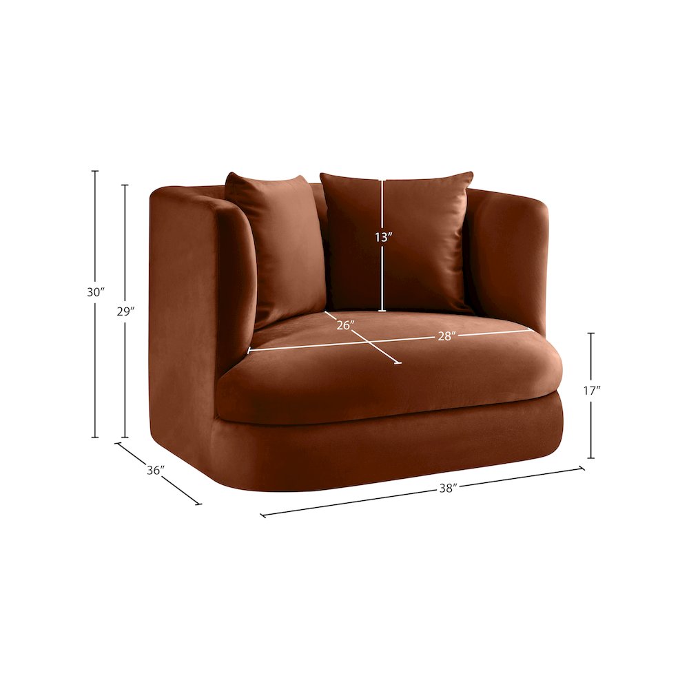 Alder Cognac Velvet Chair. Picture 15