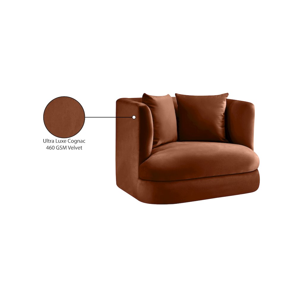 Alder Cognac Velvet Chair. Picture 16