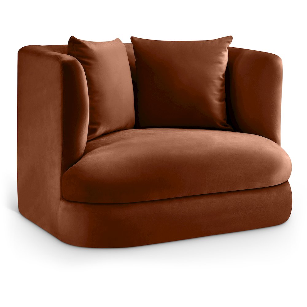 Alder Cognac Velvet Chair. Picture 1
