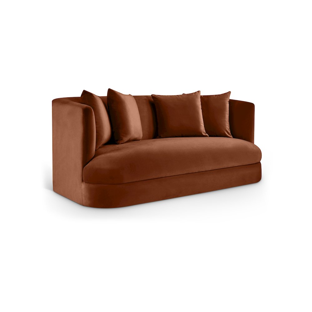 Alder Cognac Velvet Loveseat. Picture 1