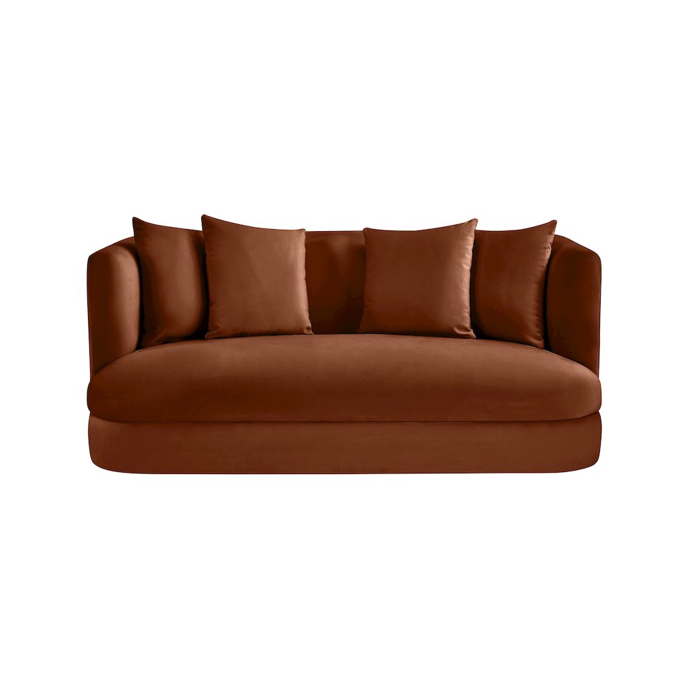 Alder Cognac Velvet Loveseat. Picture 2