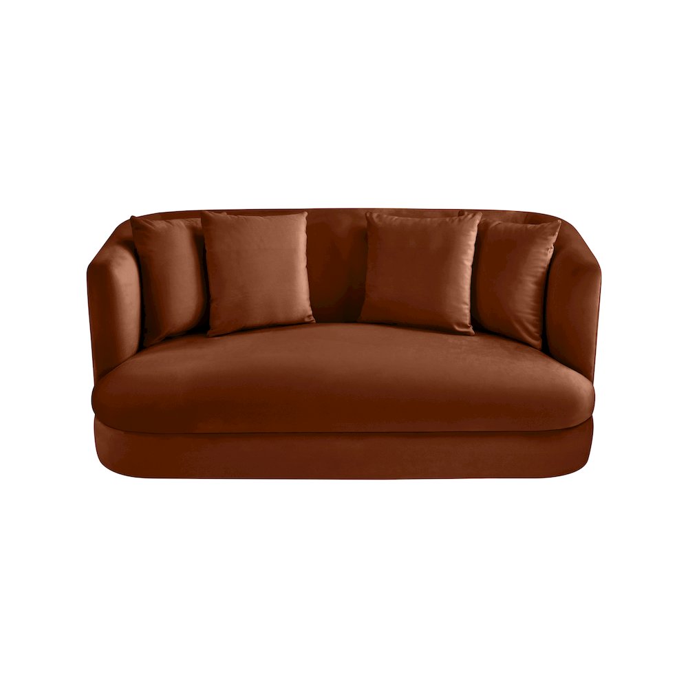 Alder Cognac Velvet Loveseat. Picture 3