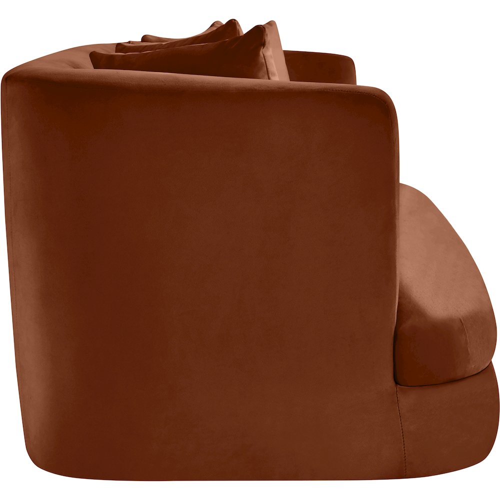 Alder Cognac Velvet Loveseat. Picture 6