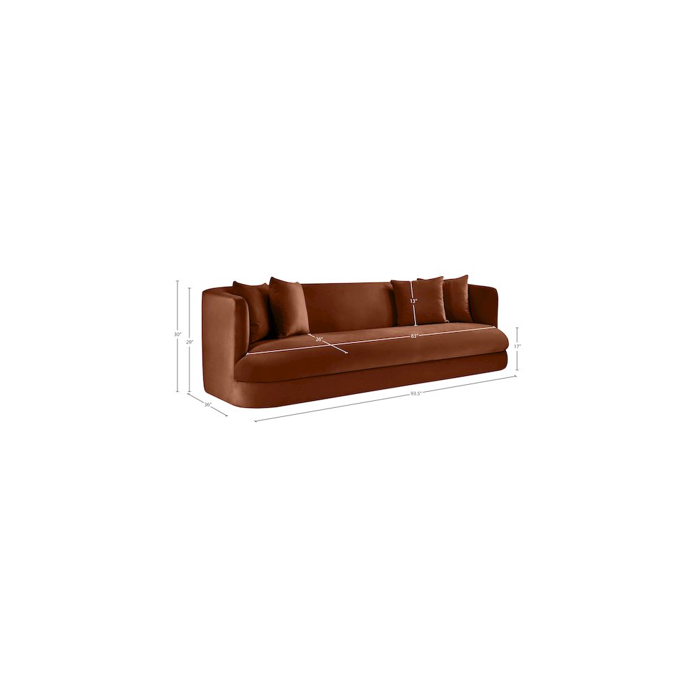 Alder Cognac Velvet Sofa. Picture 15