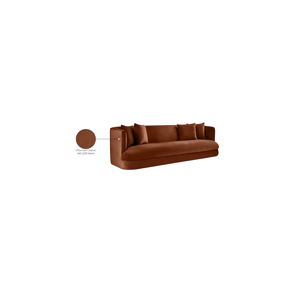 Alder Cognac Velvet Sofa. Picture 16
