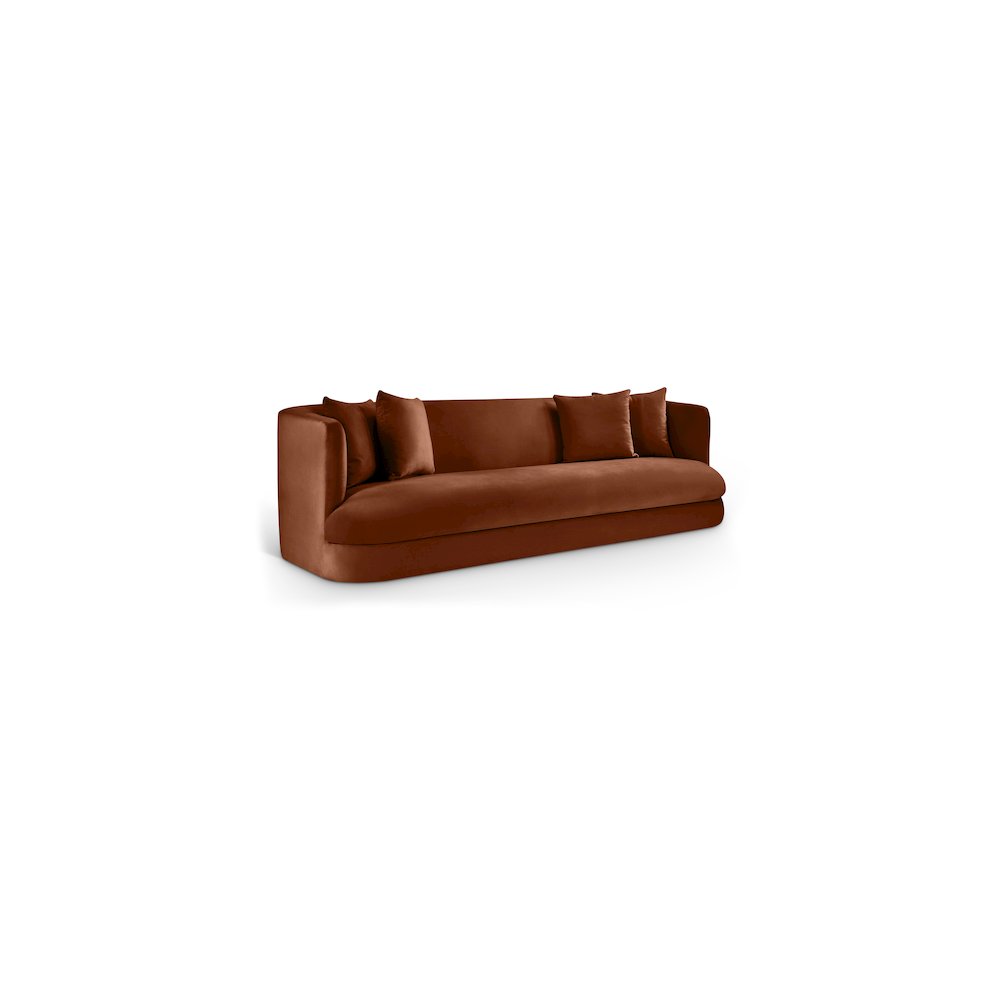 Alder Cognac Velvet Sofa. Picture 1