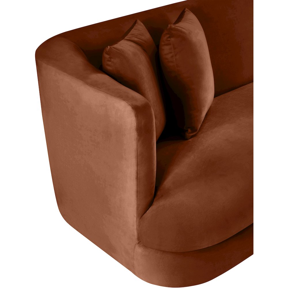 Alder Cognac Velvet Sofa. Picture 9