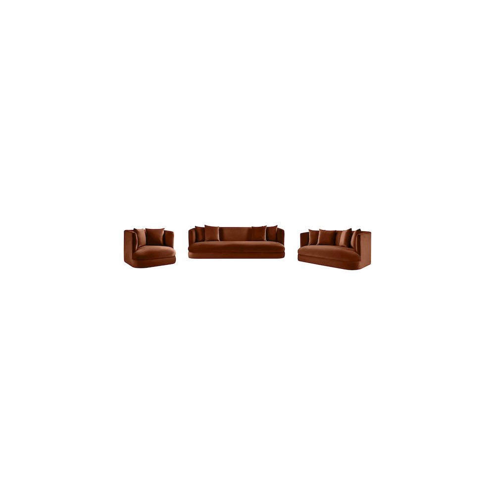 Alder Cognac Velvet Sofa. Picture 12