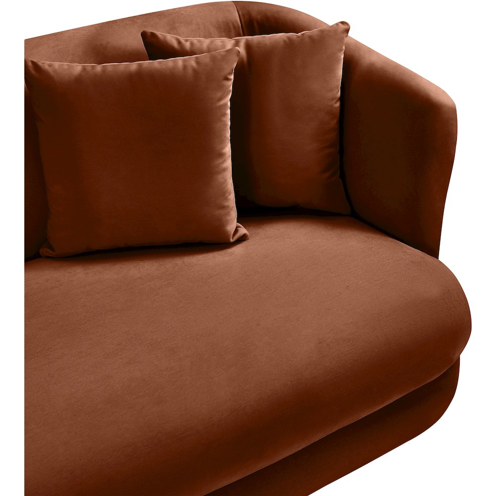 Alder Cognac Velvet Sofa. Picture 8