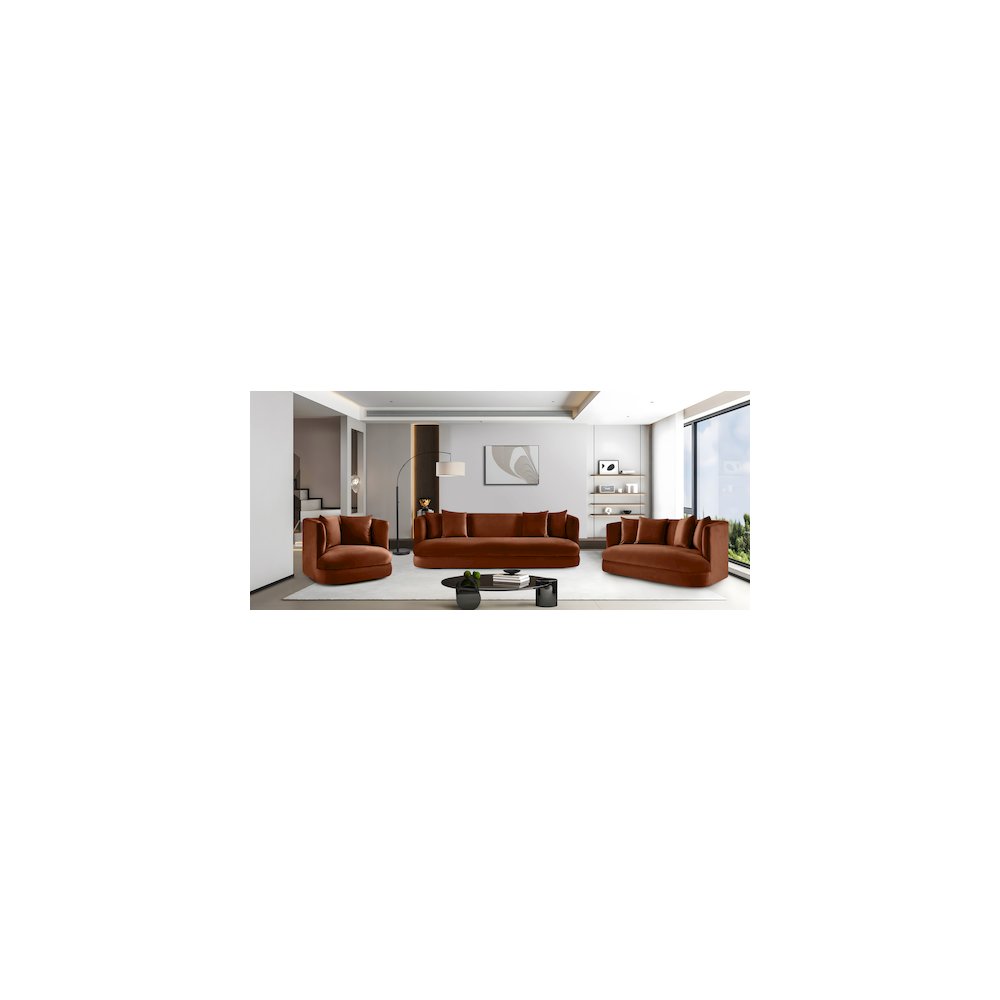 Alder Cognac Velvet Sofa. Picture 14