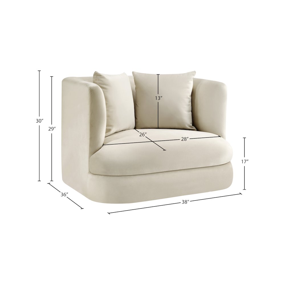 Alder Cream Velvet Chair. Picture 15