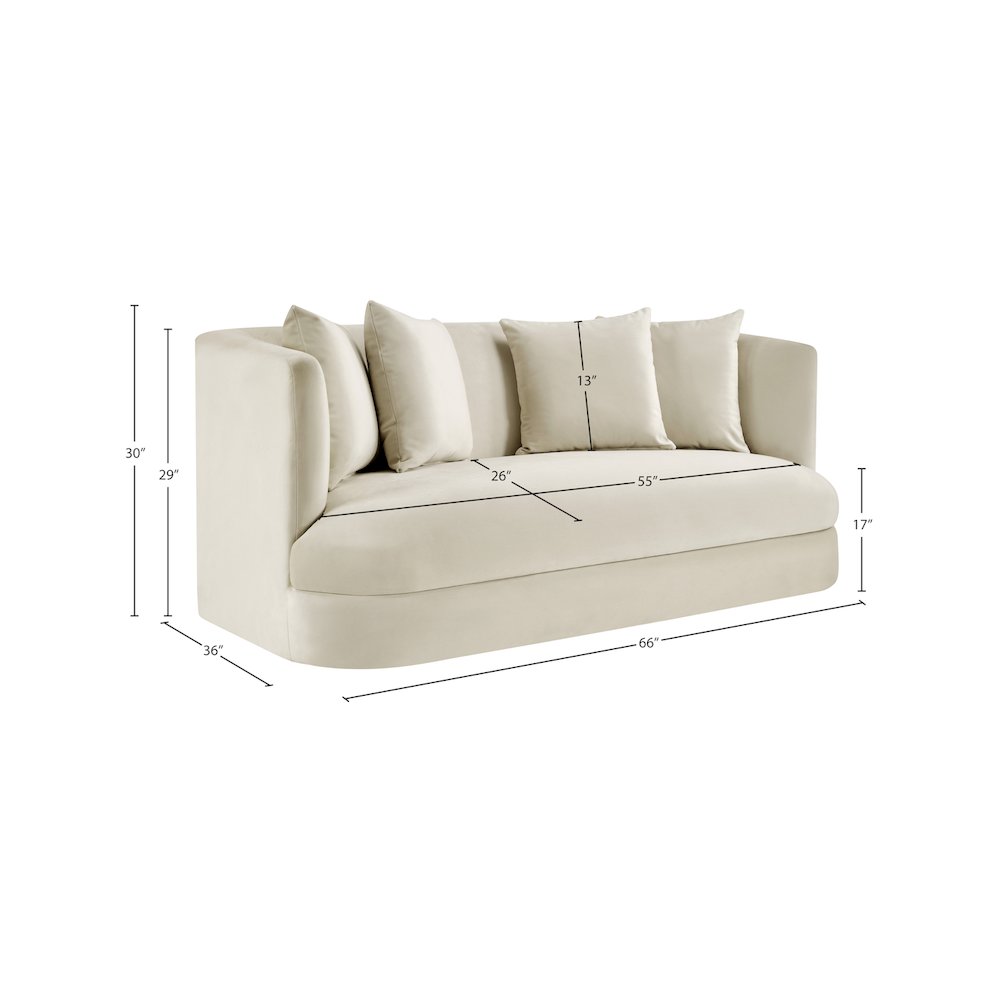 Alder Cream Velvet Loveseat. Picture 15