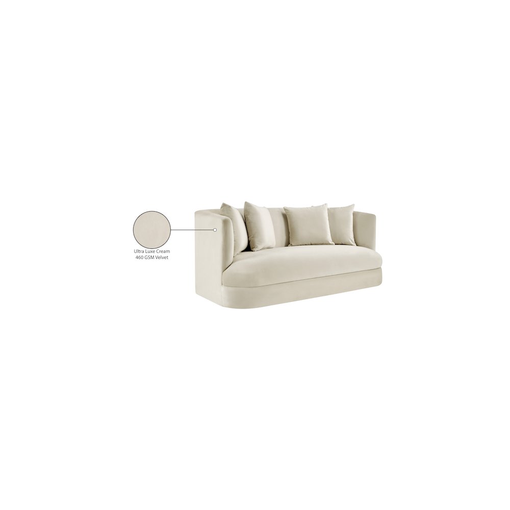 Alder Cream Velvet Loveseat. Picture 16