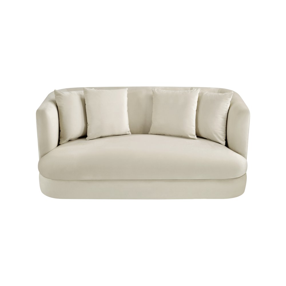 Alder Cream Velvet Loveseat. Picture 3