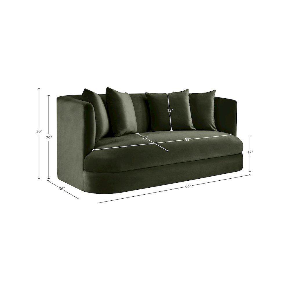 Alder Green Velvet Loveseat. Picture 15
