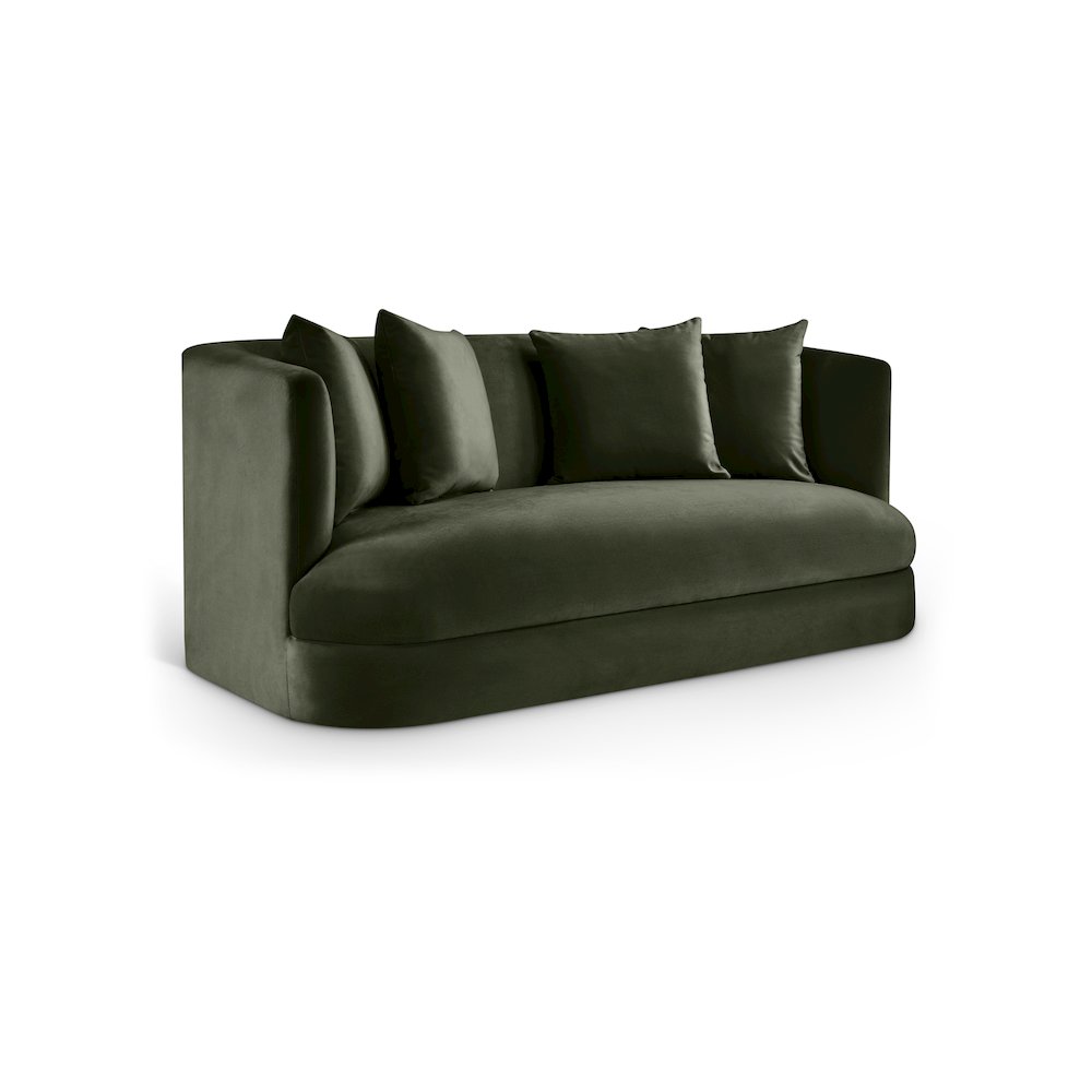 Alder Green Velvet Loveseat. Picture 1