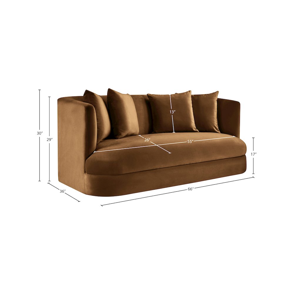 Alder Saddle Velvet Loveseat. Picture 15