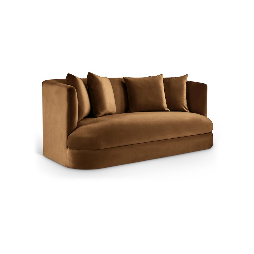 Alder Saddle Velvet Loveseat. Picture 1