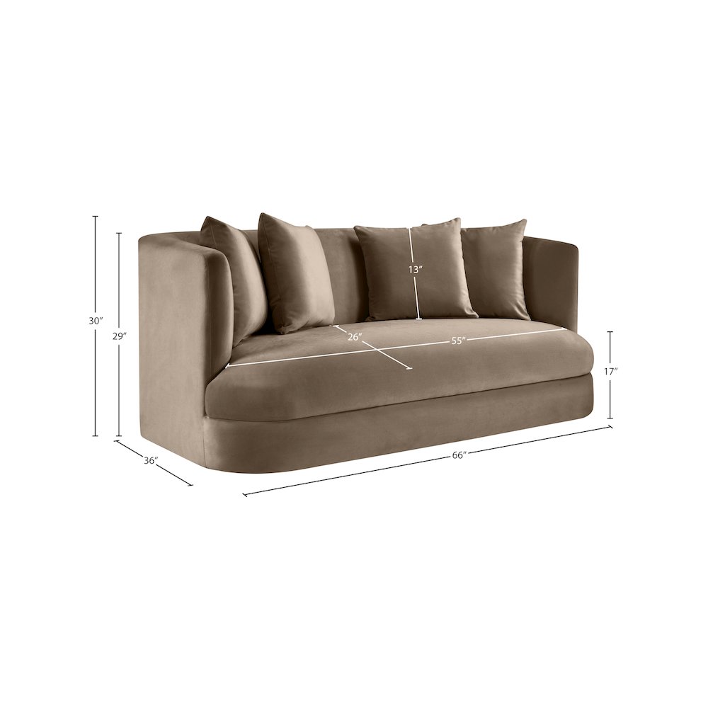 Alder Taupe Velvet Loveseat. Picture 15
