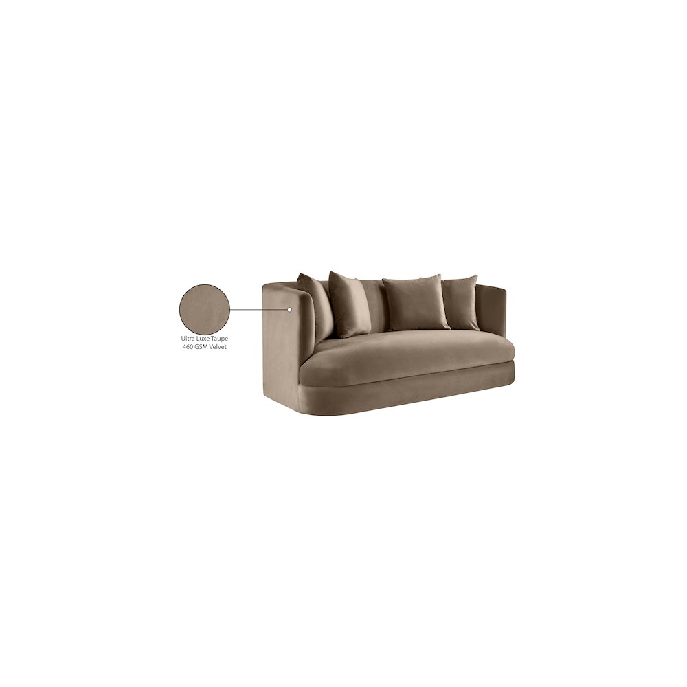 Alder Taupe Velvet Loveseat. Picture 16