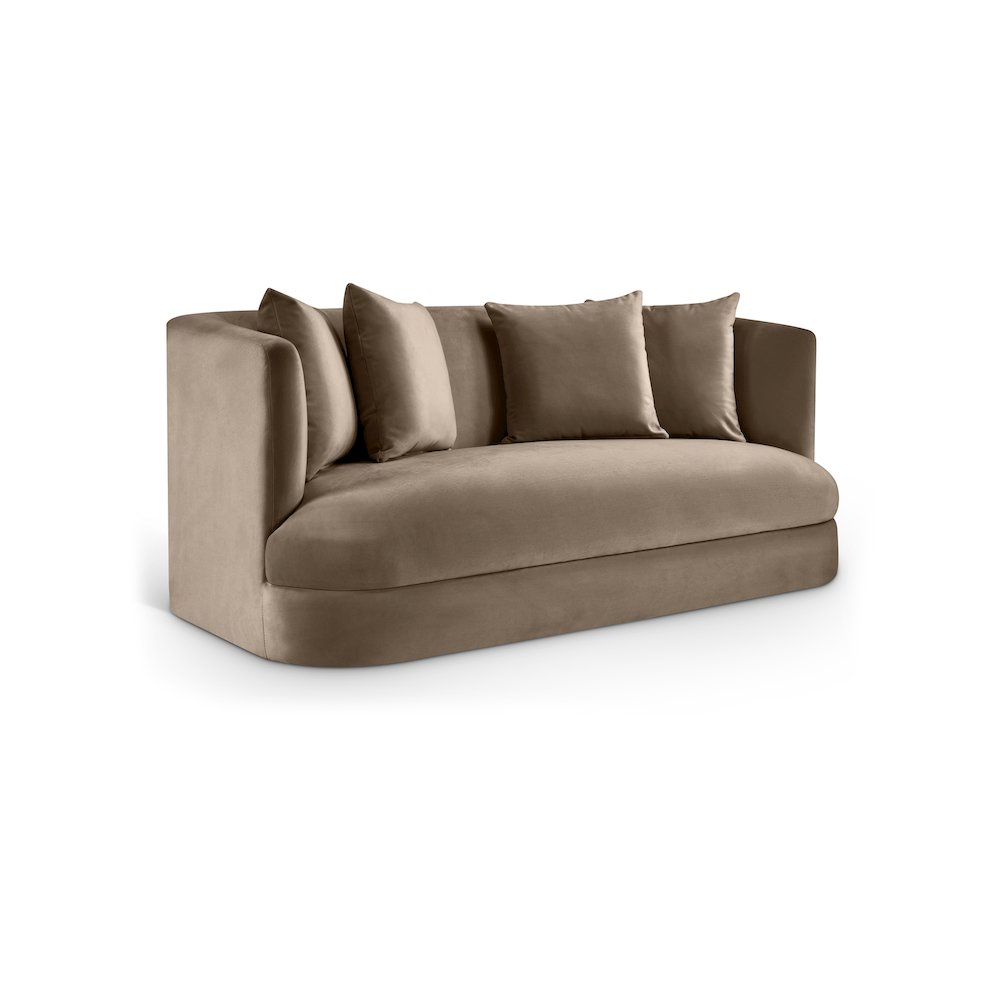 Alder Taupe Velvet Loveseat. Picture 1