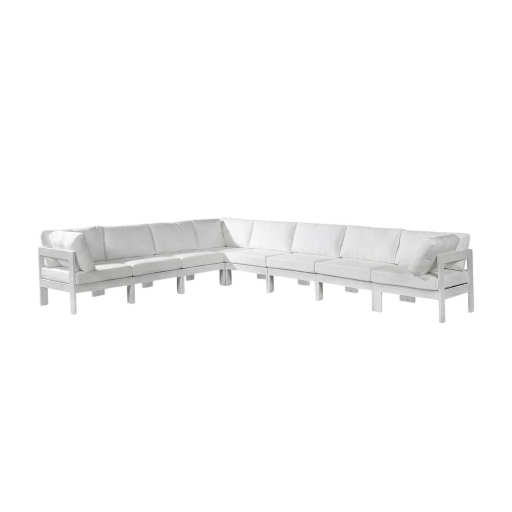 White Fabric Outdoor Patio Modular Sectional With Contemporary Style. Picture 1