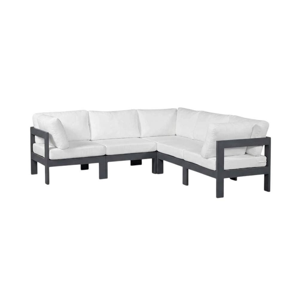 White Fabric Outdoor Patio Modular Sectional For Contemporary Lounge Comfort. Picture 1