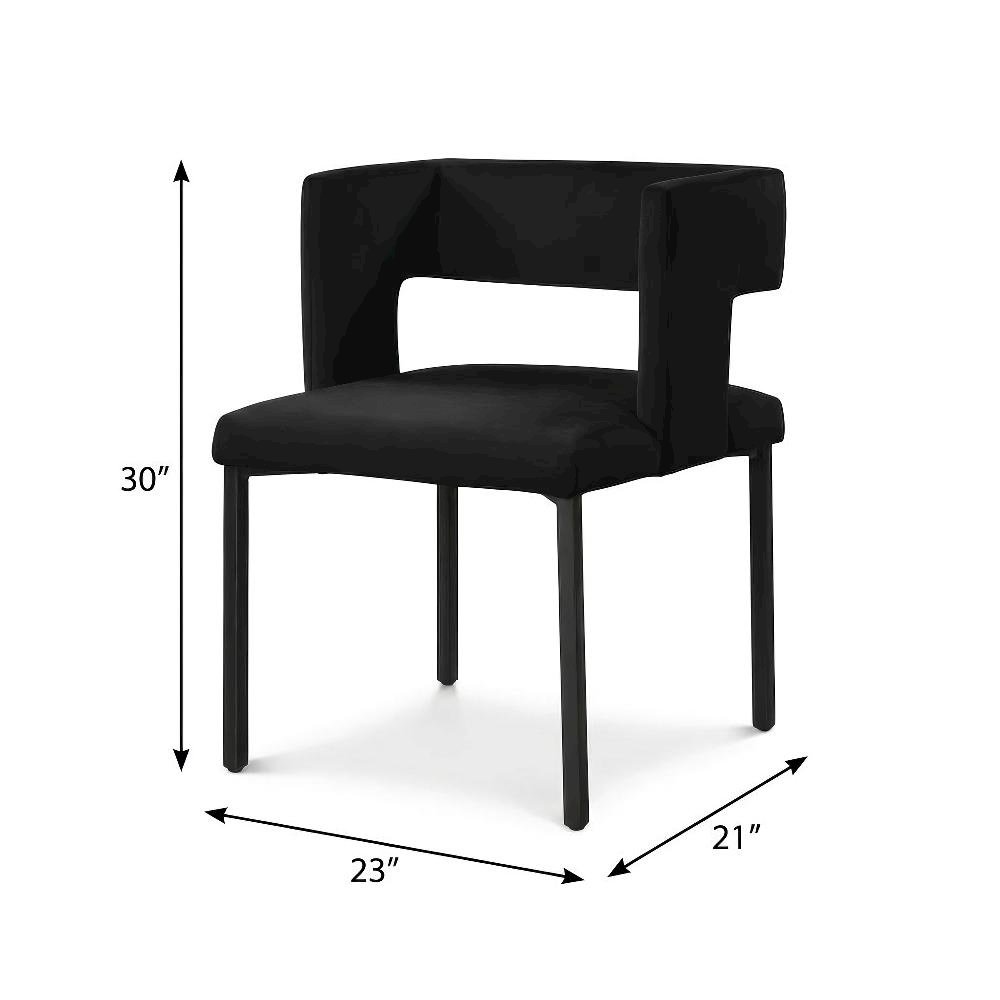 Matte Black Velvet Dining Chairs Set of 2 with Contemporary Style. Picture 4