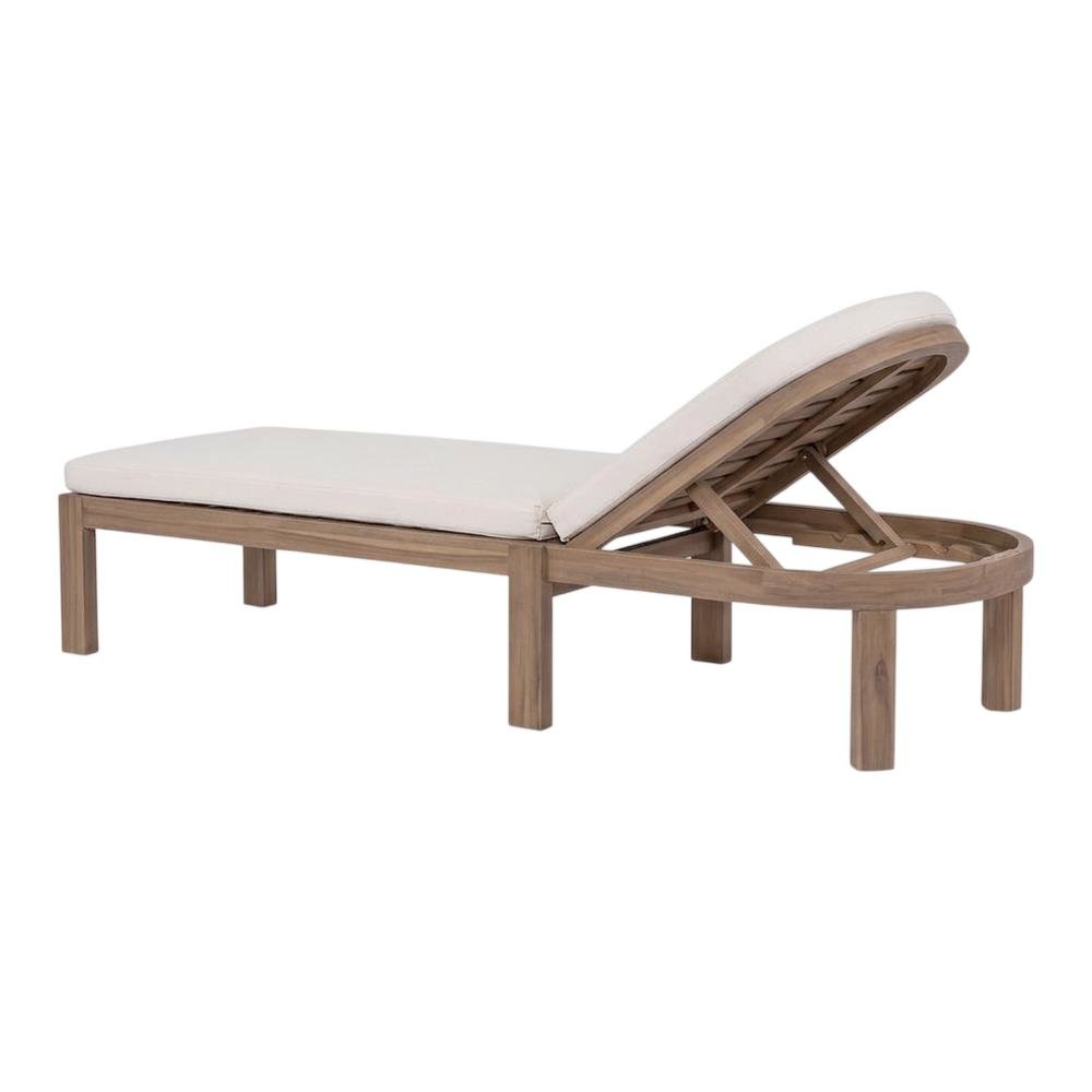 Cream Fabric Outdoor Lounge Chair With Contemporary Style And Cushioned Seat. Picture 1