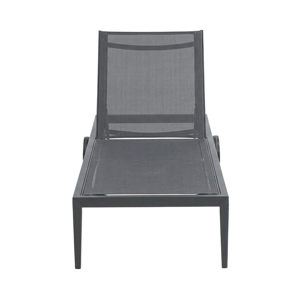 Contemporary Grey Fabric Outdoor Lounge Chaise With Adjustable Backrest. Picture 4