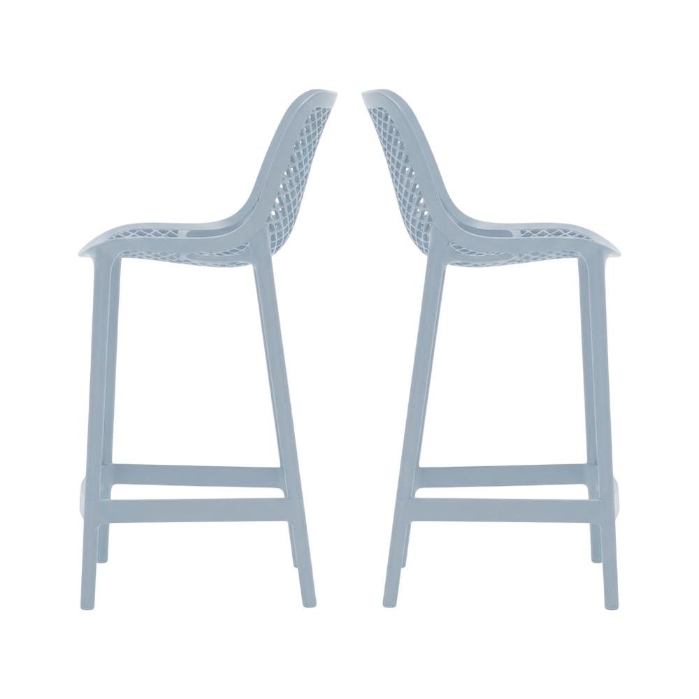Set Of 4 Sky Blue Outdoor Patio Bar Stools, Protective Finish, Contemporary. Picture 1