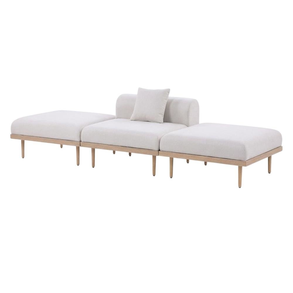 Beige Fabric Outdoor Modular Sectional with Cushions and Contemporary Style. Picture 1
