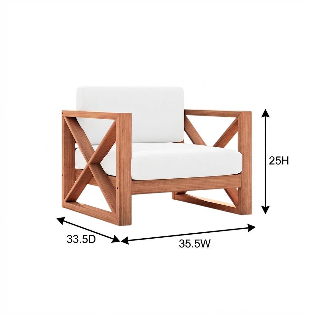 White Fabric Outdoor Chair With Pillow, Finish, Contemporary Style. Picture 7