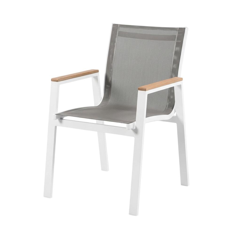Gray Mesh Patio Armchair Set Of 2 With Cushioned Seats And Contemporary Style. Picture 1