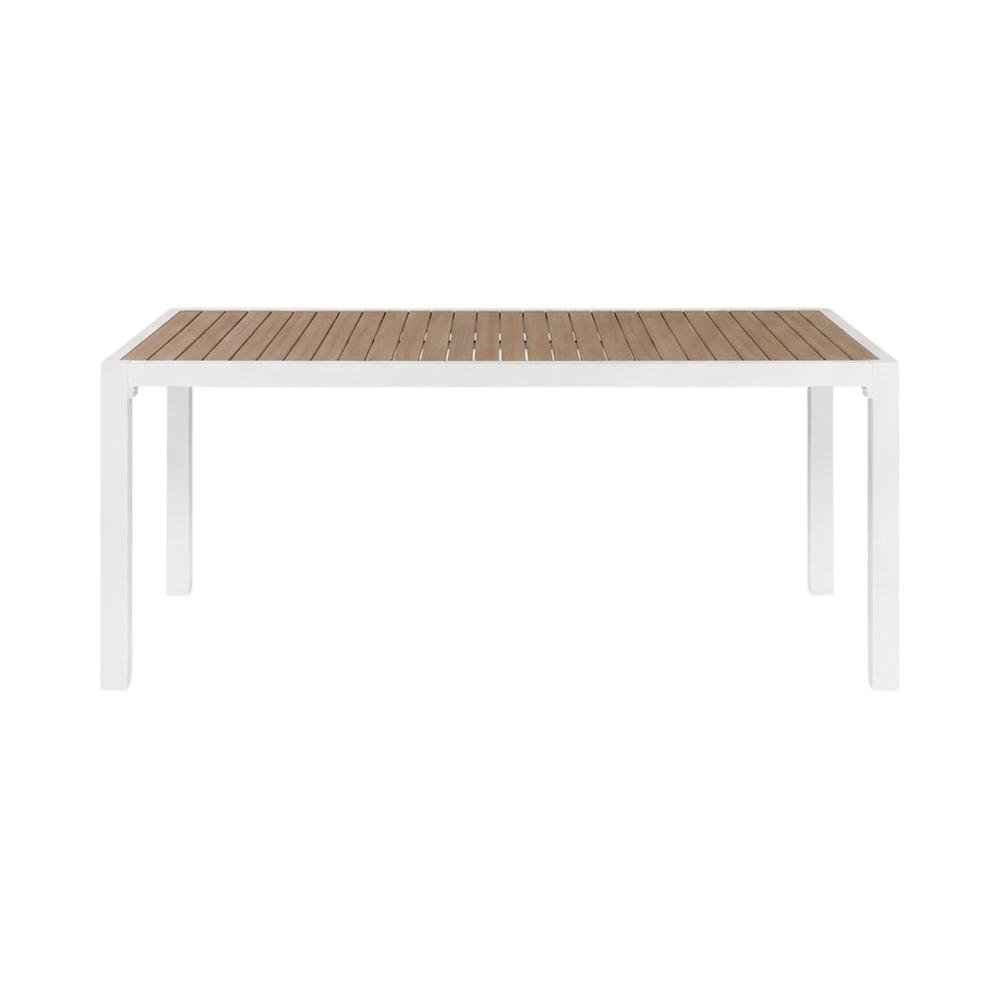 Brown Wood Look Outdoor Patio Dining Table, Adjustable Width, Contemporary Style. Picture 4