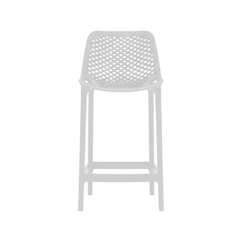 White Outdoor Patio Stool Set Of 4 With Anti-Uv Finish And Contemporary Style. Picture 4
