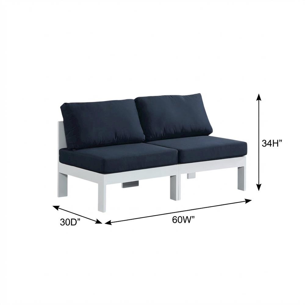 Navy Fabric Outdoor Modular Sofa With Contemporary Style And Cushioned Comfort. Picture 7