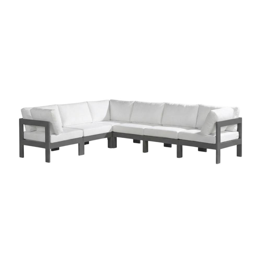 White Fabric Outdoor Patio Modular Sectional With Contemporary Style. Picture 1
