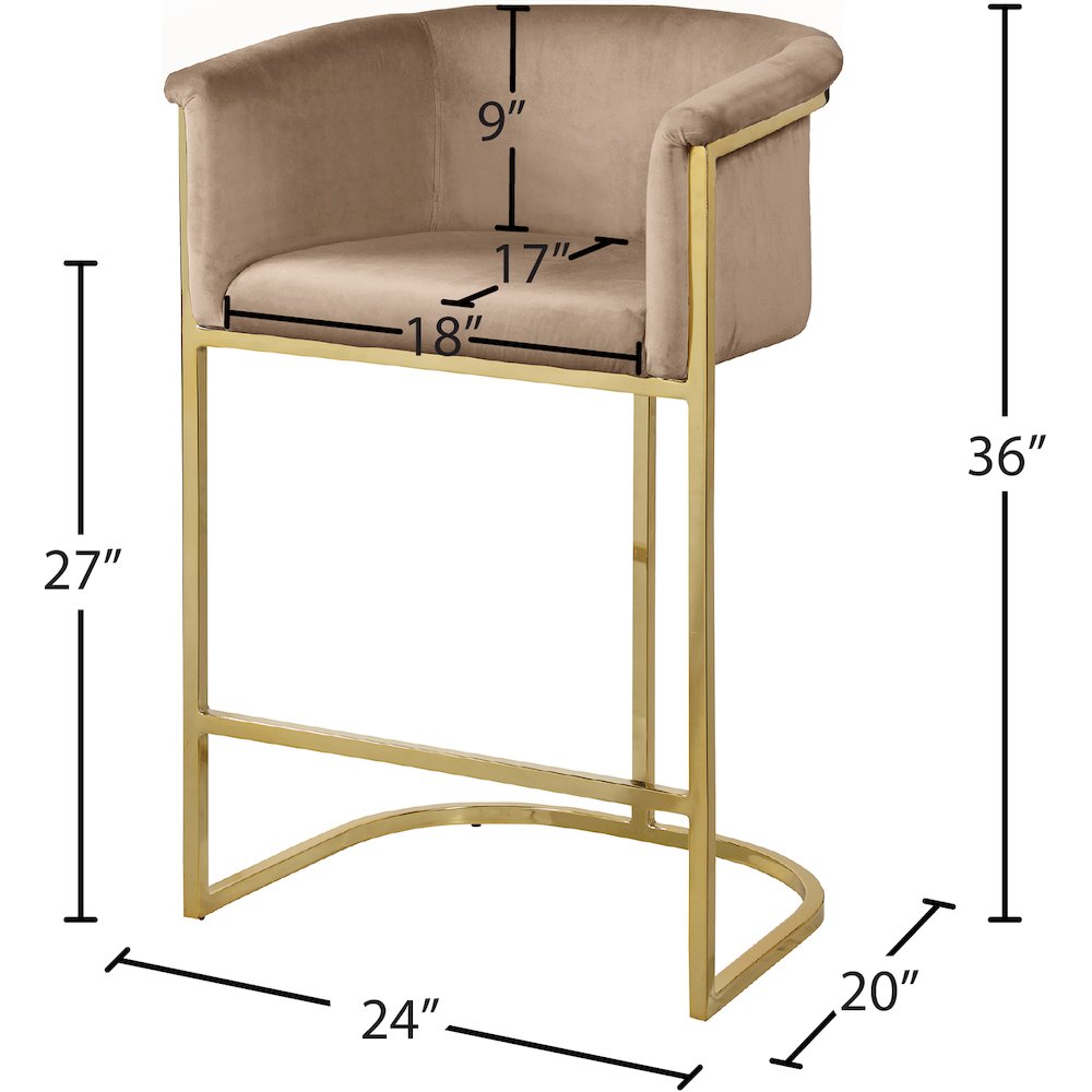 Donatella Beige Velvet Stool. Picture 4