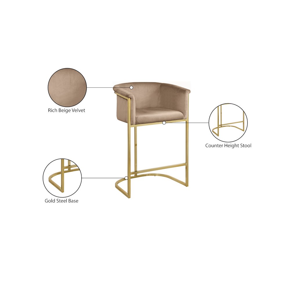 Donatella Beige Velvet Stool. Picture 5