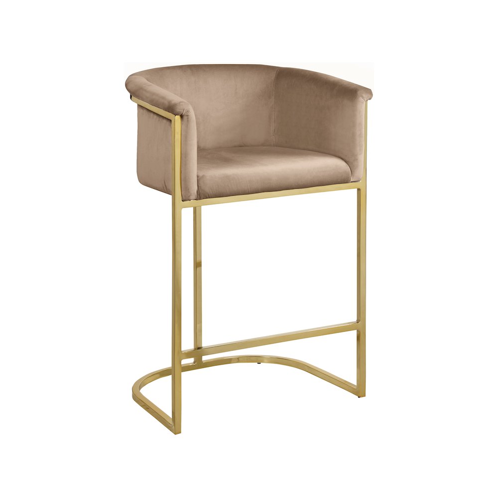 Donatella Beige Velvet Stool. Picture 1